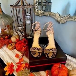 Vince Camuto Taupe Tucson Snake Heels
